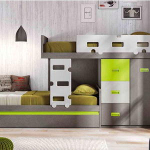 Habitación infantil con camas tipo Tren + escalera. ElMenut.com