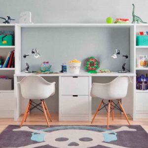 Zona de estudio doble para habitación infantil. ElMenut.com