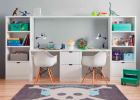 Zona de estudio doble para habitación infantil. ElMenut.com